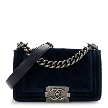 Chanel Velvet Quilted Small Boy Flap Blue 1 of 10