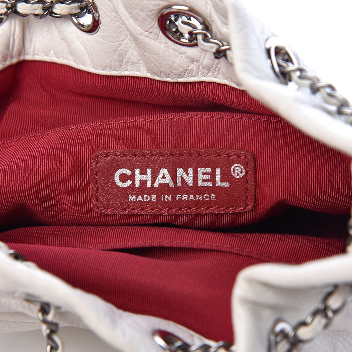 Aged Calfskin Quilted Small Gabrielle Bucket White