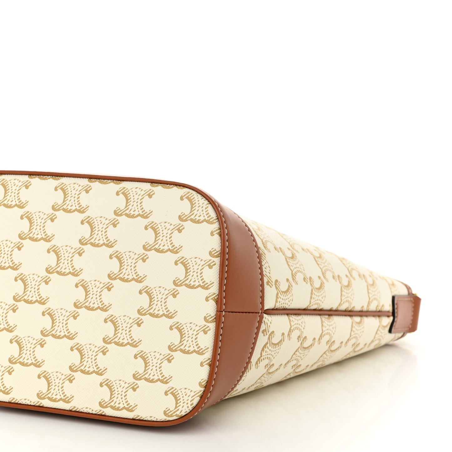 Triomphe Canvas Calfskin Small Bucket Bag White