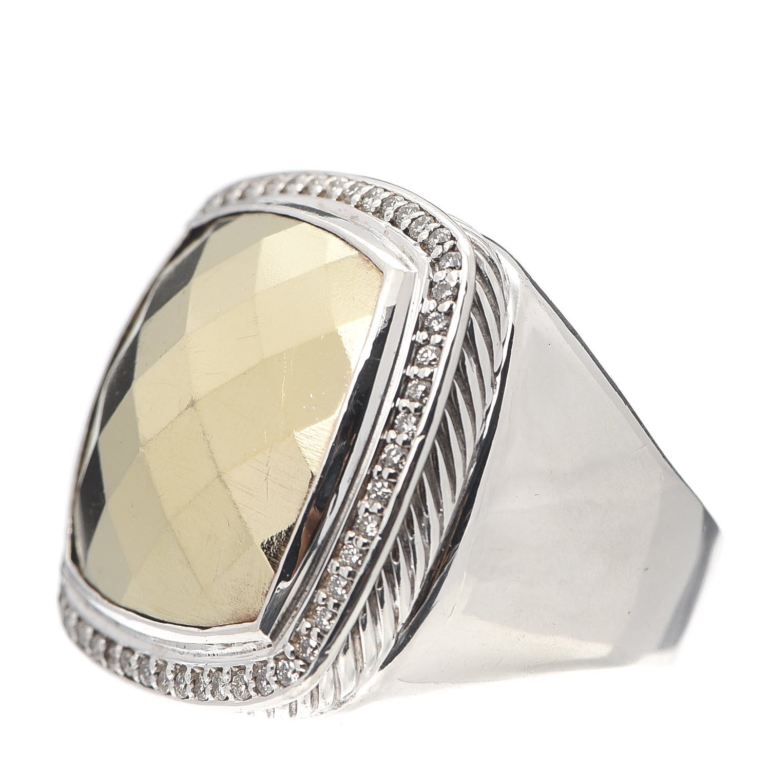 David Yurman Sterling Silver 18K Yellow Gold Diamond 17mm Albion Statement Ring 59 8.75 3 of 5
