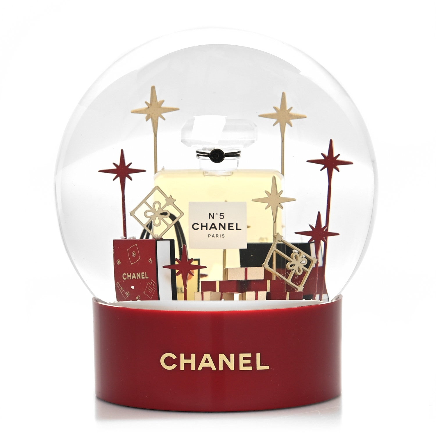 Chanel Glass N°5 Perfume Bottle Snow Globe Red 1 of 8