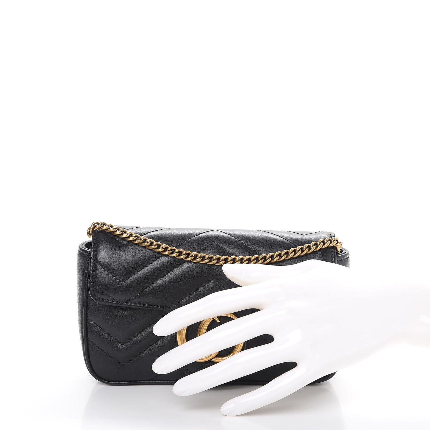 Calfskin Matelasse Super Mini GG Marmont Shoulder Bag Black