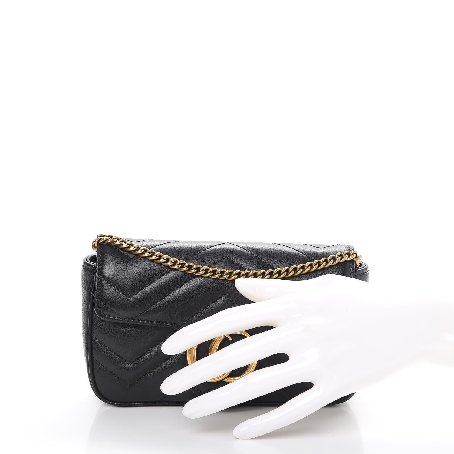Gucci Calfskin Matelasse Super Mini GG Marmont Shoulder Bag Black 3 of 12