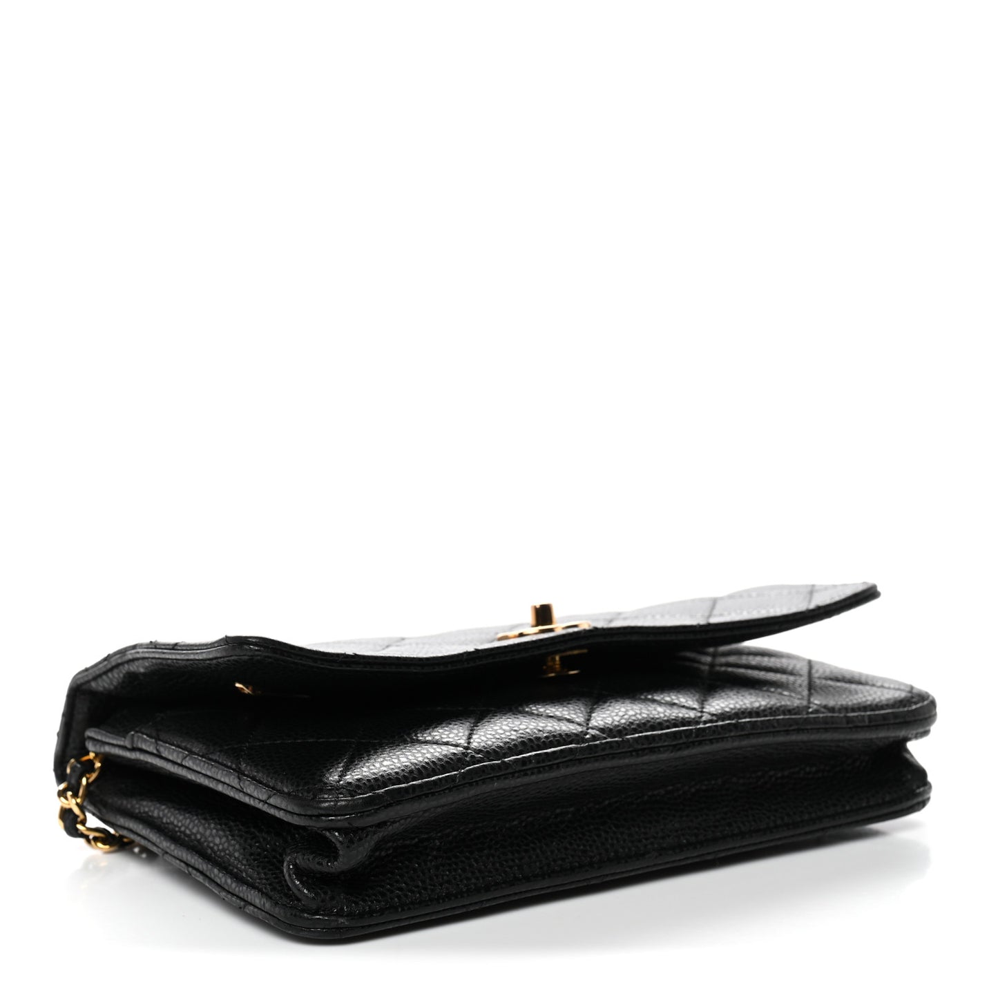 Caviar Quilted CC Turnlock Wallet On Chain WOC Black