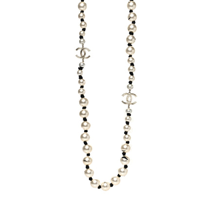 Chanel Pearl Grosgrain CC Long Necklace Gold 1 of 8