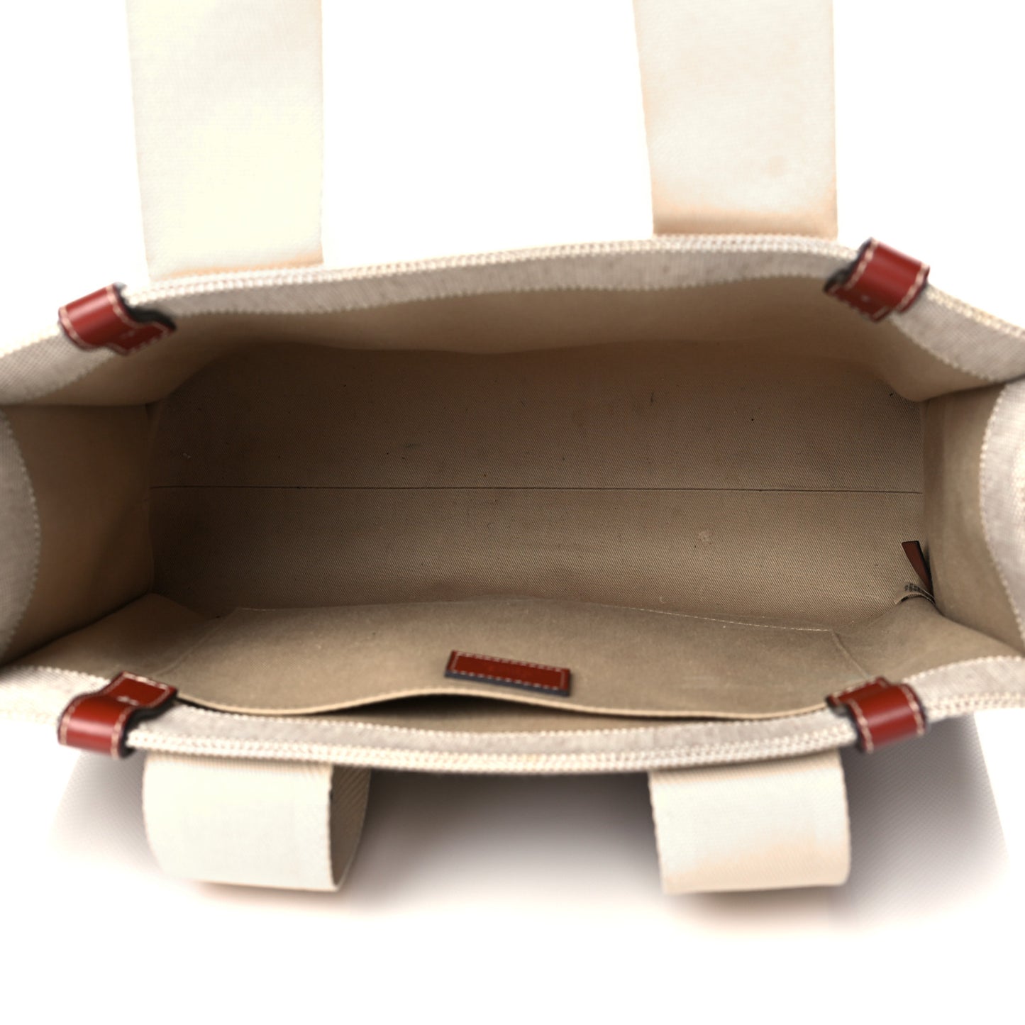 Cotton Calfskin Medium Woody Ribbon Tote White Brown