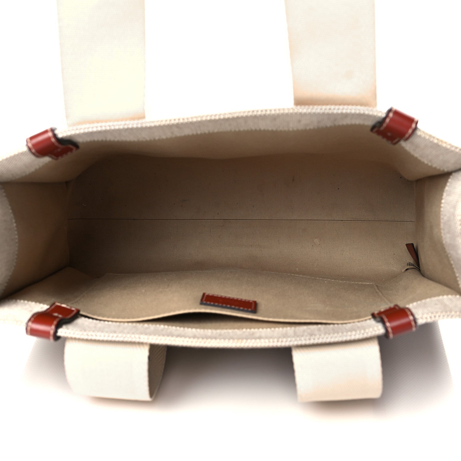 Chloe Cotton Calfskin Medium Woody Ribbon Tote White Brown 5 of 10