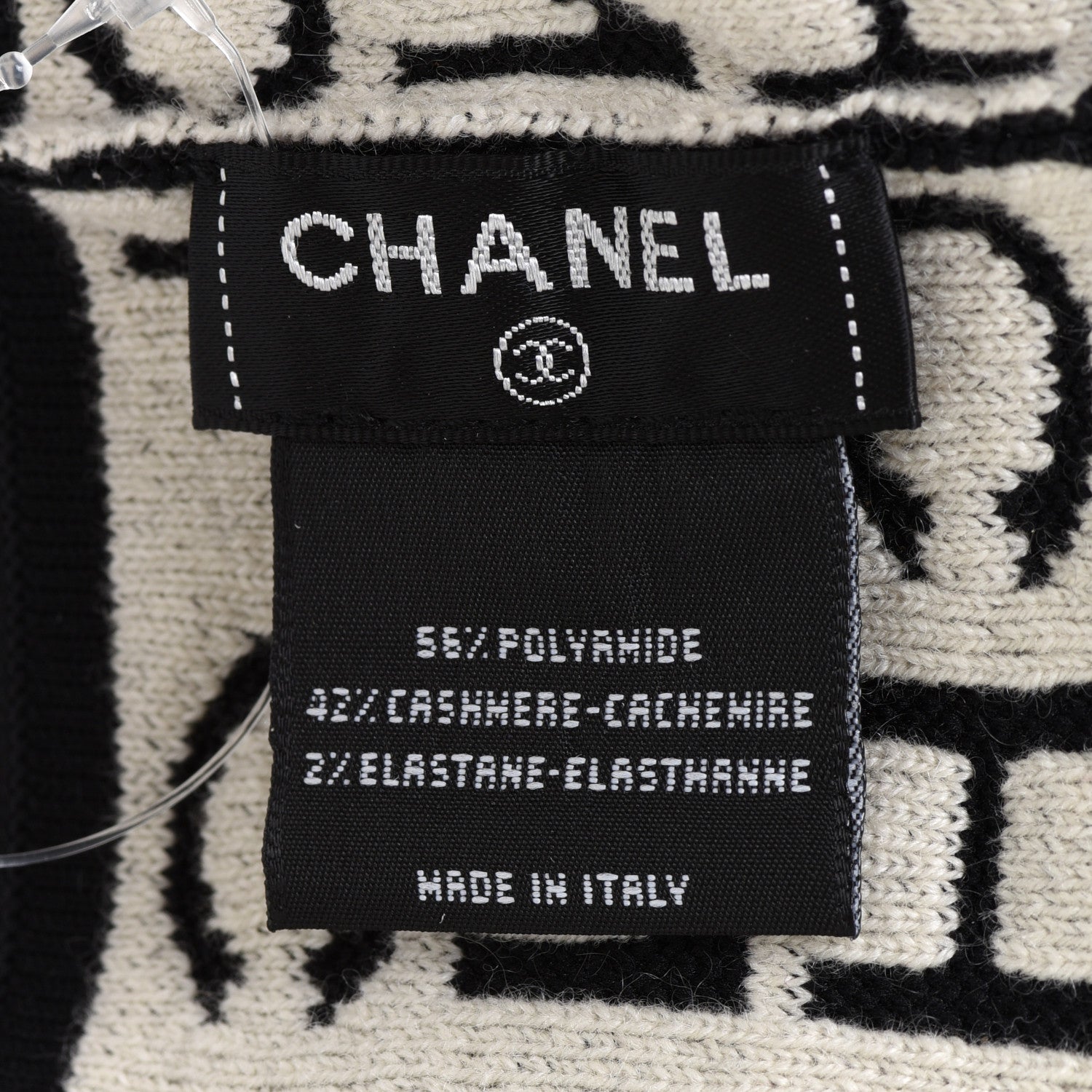 Chanel Cashmere Logo Headband Black White 6 of 7