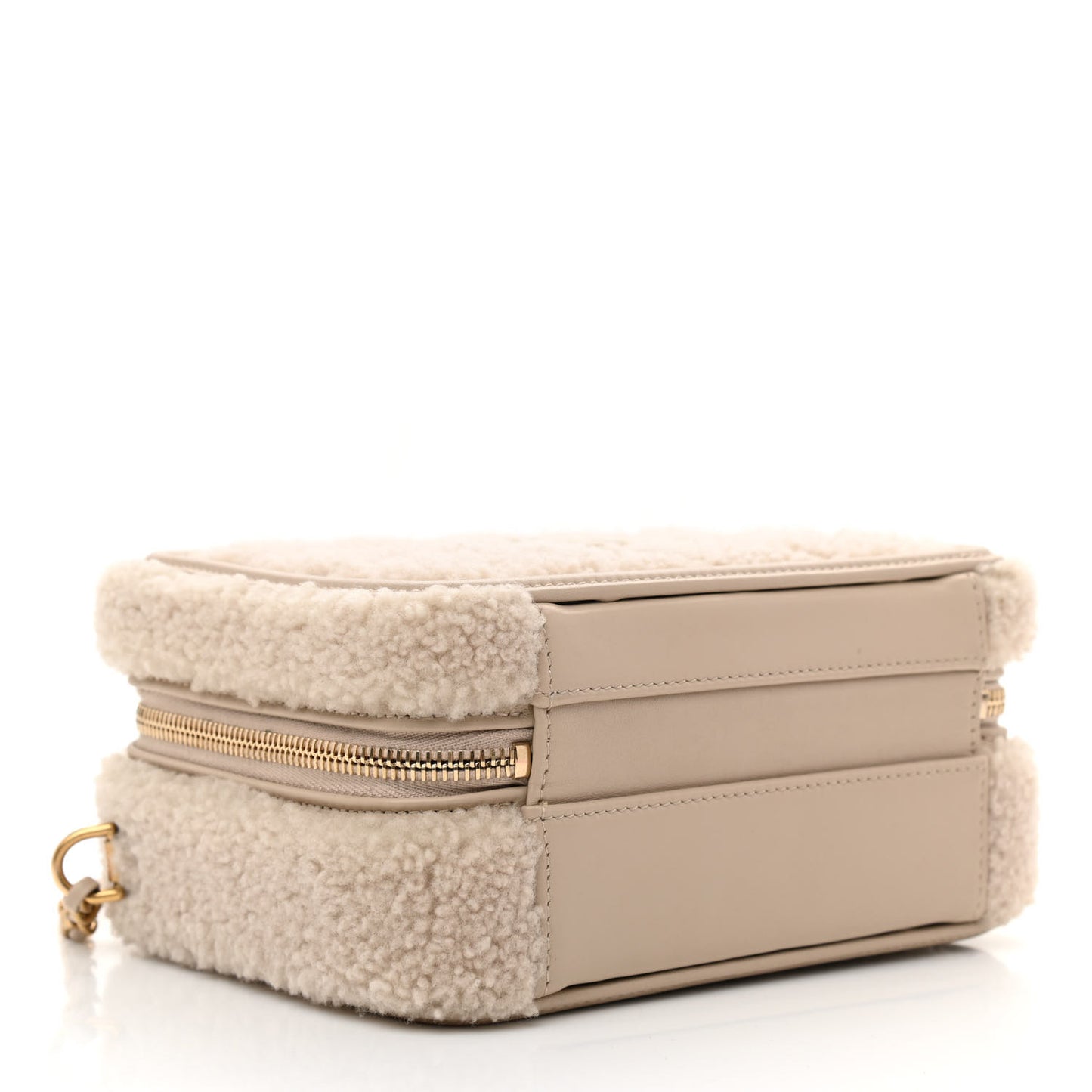 Shearling Lambskin Quilted Small CC Filigree Vanity Case Beige