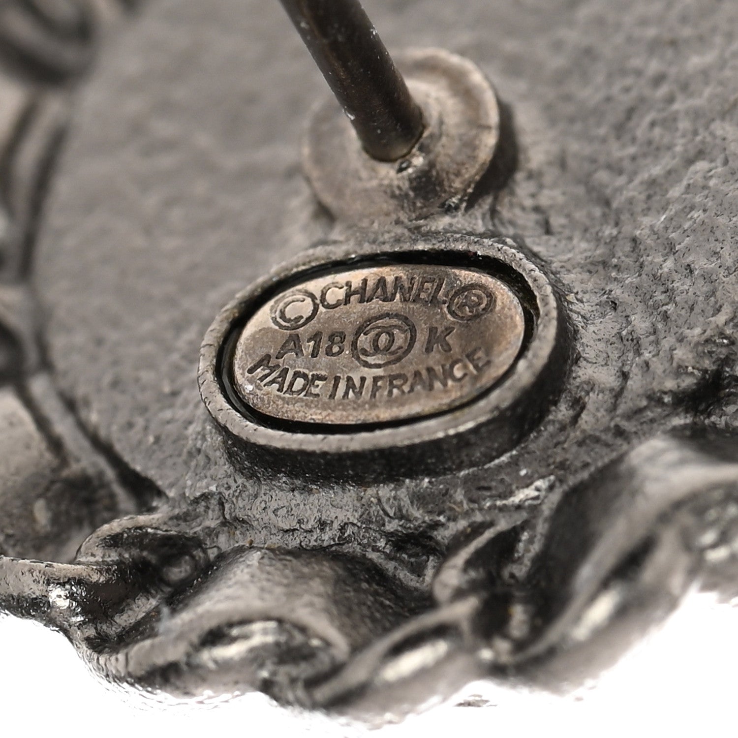 Chanel CC Chain Round Earrings Ruthenium Black 3 of 4