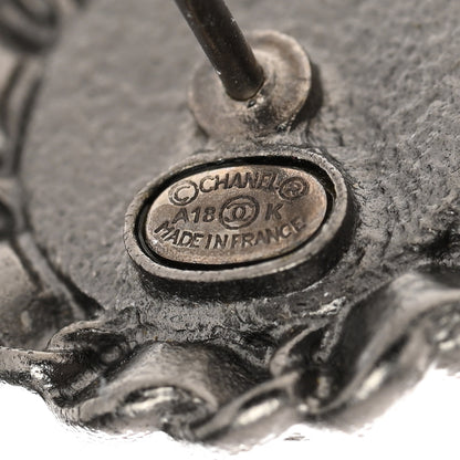 Chanel CC Chain Round Earrings Ruthenium Black 3 of 4