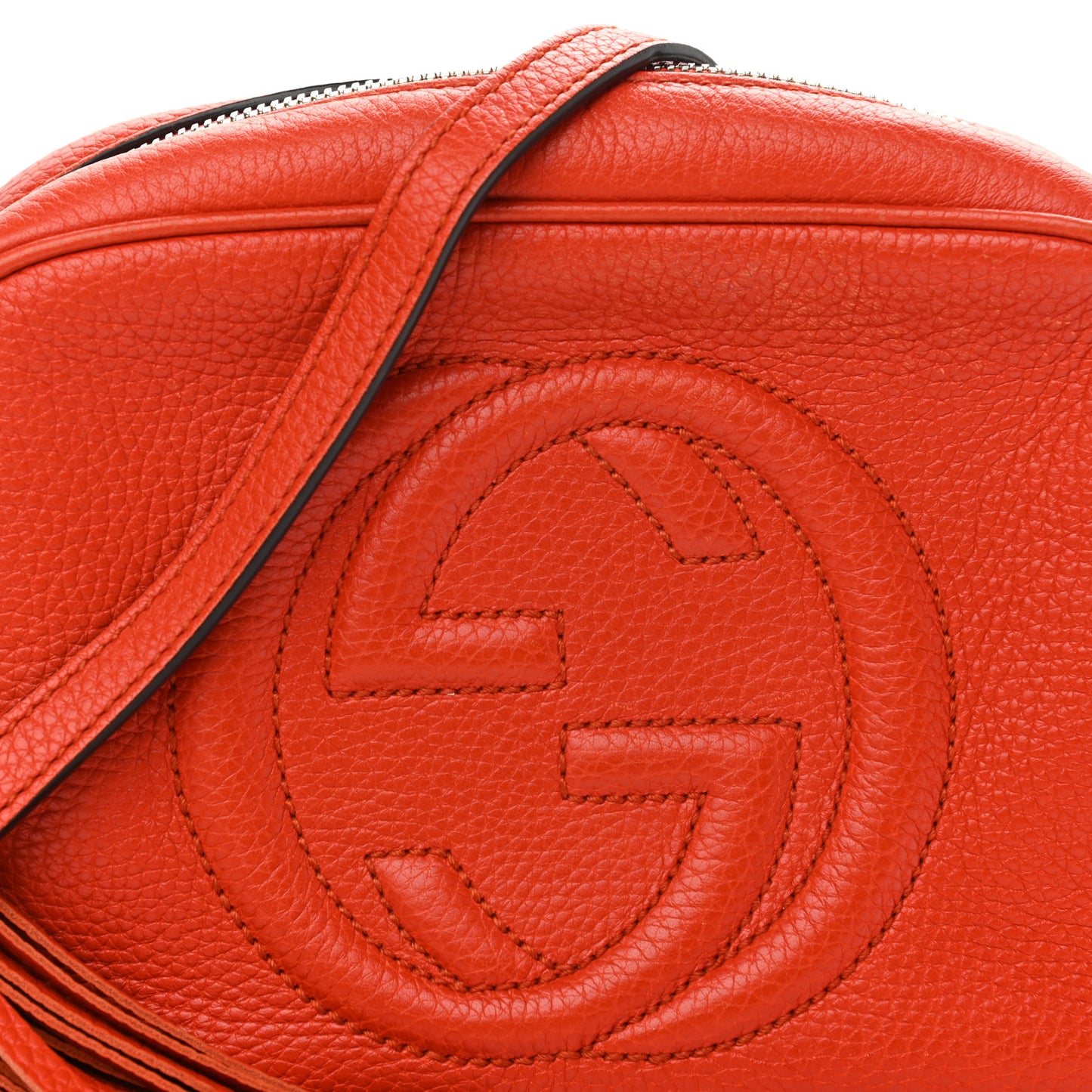 Pebbled Calfskin Small Soho Disco Bag Sun Orange