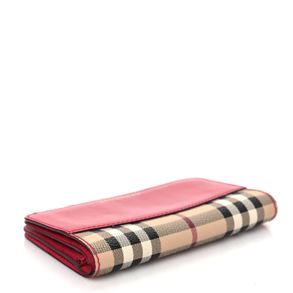 Burberry Haymarket Check Leather Zip Around Wallet Red 4 of 7