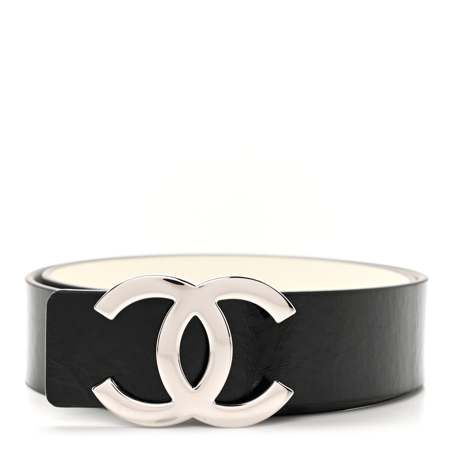 Chanel Patent Calfskin CC Reversible Belt 75 30 Black White 1 of 5