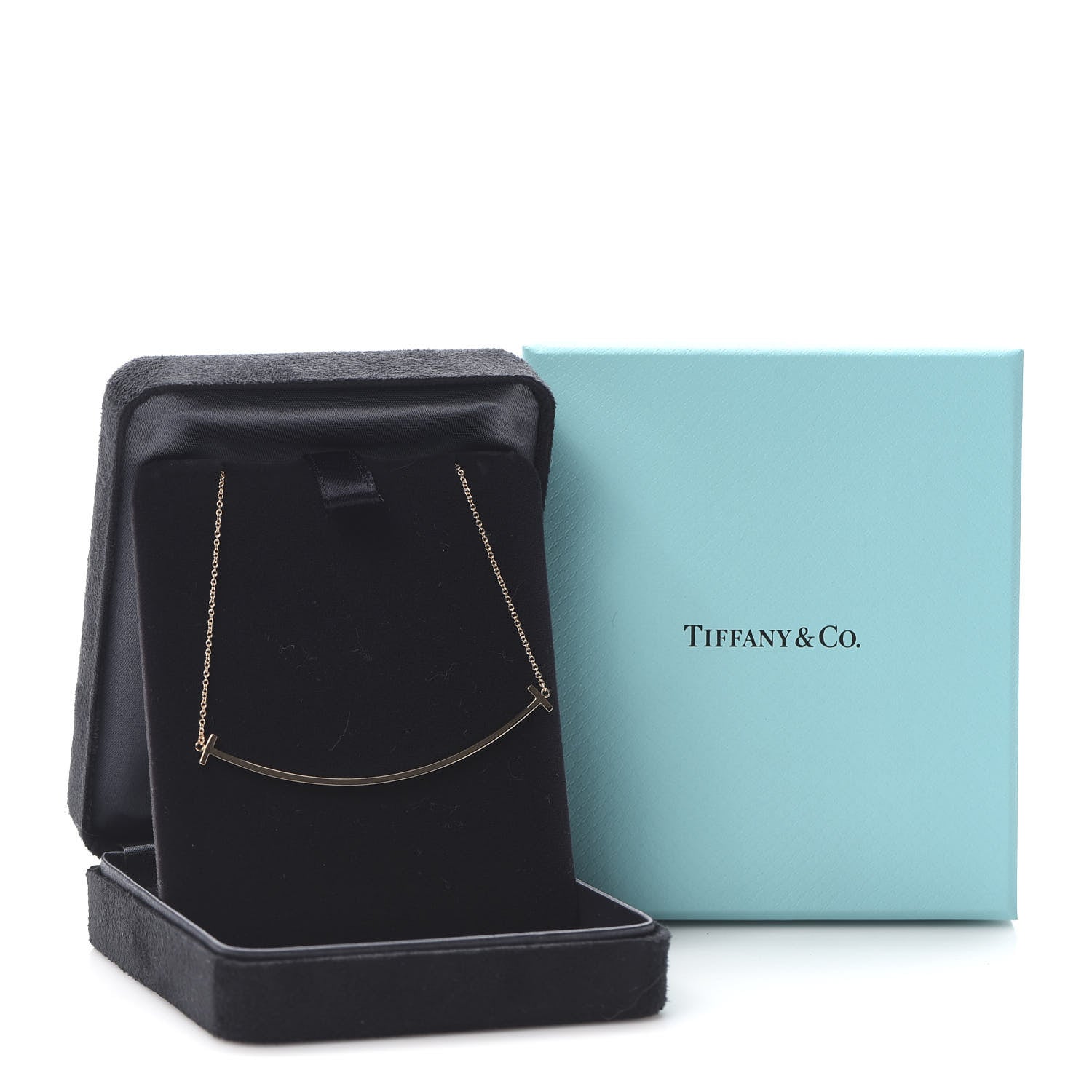 Tiffany 18K Rose Gold Large T Smile Pendant Necklace 6 of 6