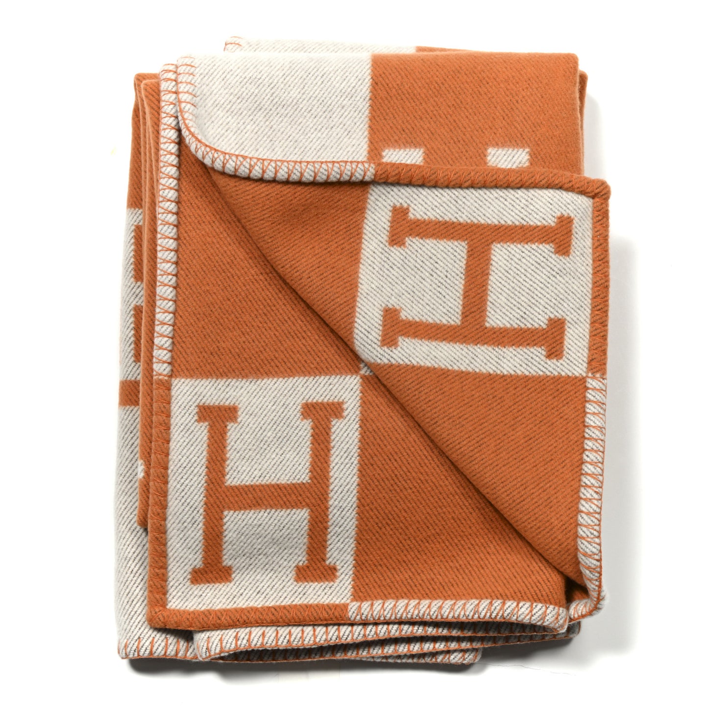Wool Cashmere Signature Classic Avalon Blanket Ecru Potiron