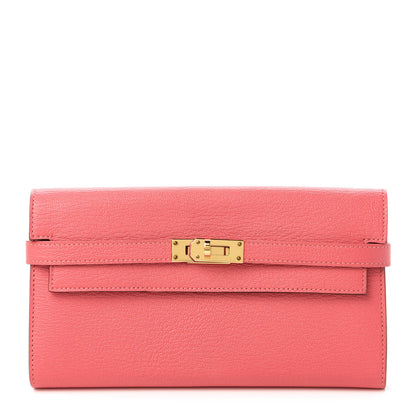 Hermes Chevre Mysore Kelly Longue Wallet Rose Lipstick 1 of 11