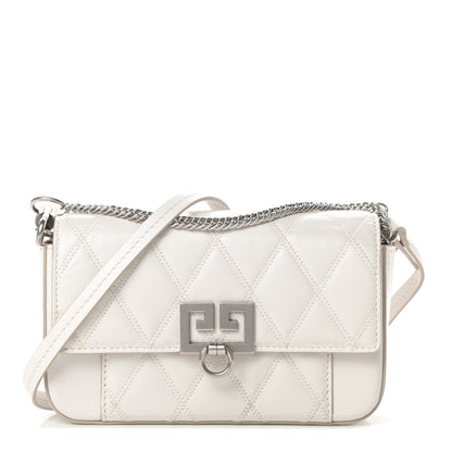Givenchy Goatskin Quilted GV3 Mini Pocket Convertible Bag White 1 of 12