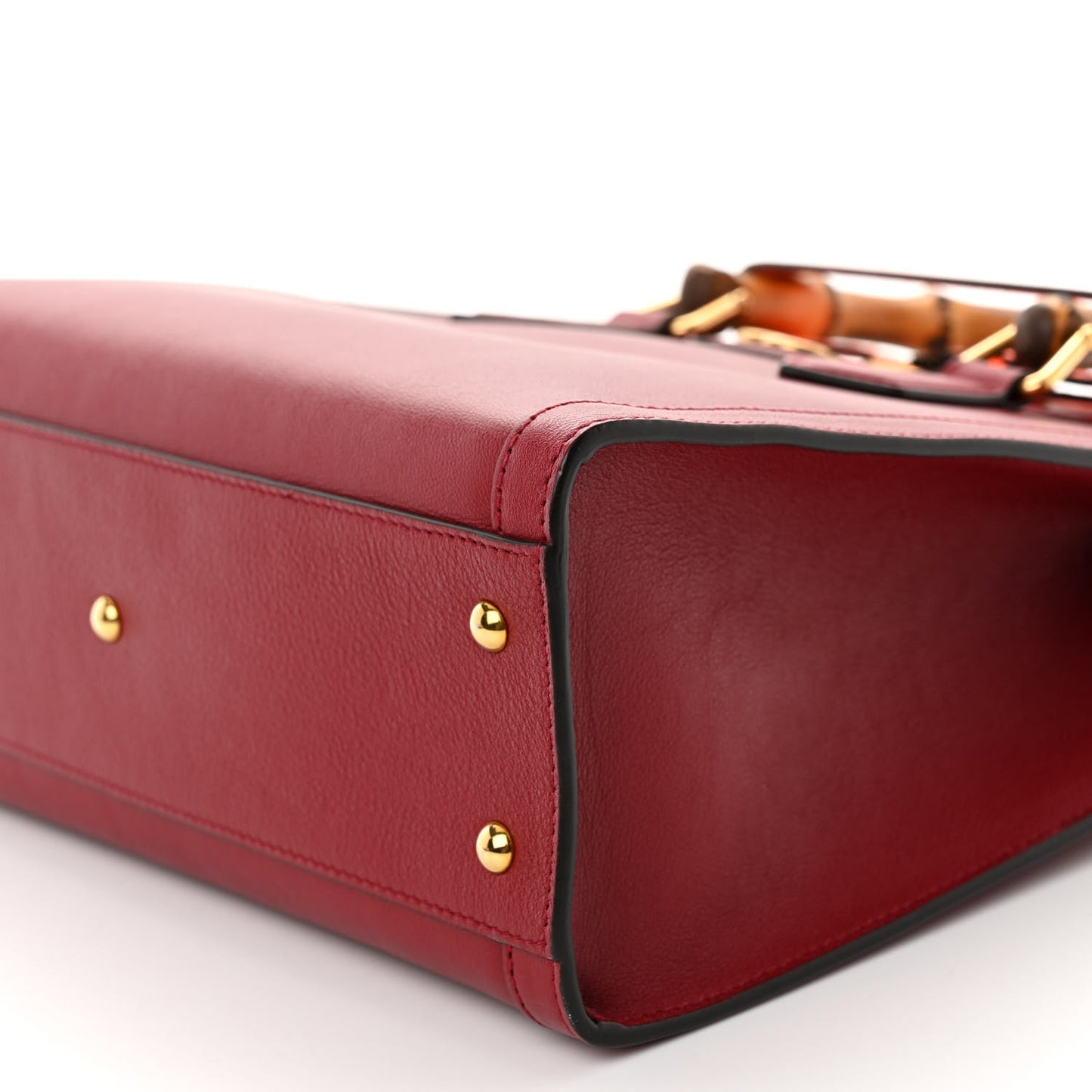 Textured Dollar Calfskin Web Small Diana Tote Bag Dark Red