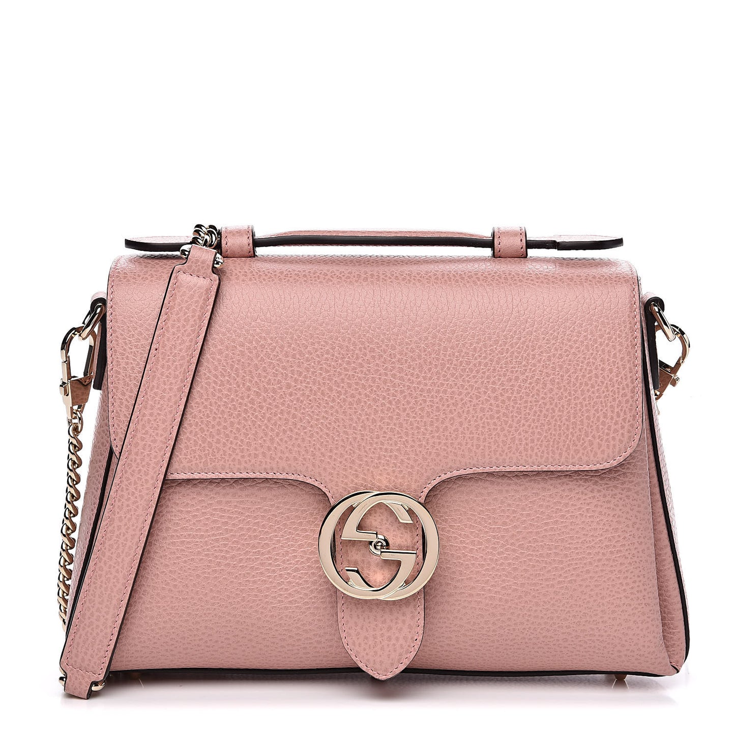 Dollar Calfskin Interlocking G Top Handle Shoulder Bag Soft Pink