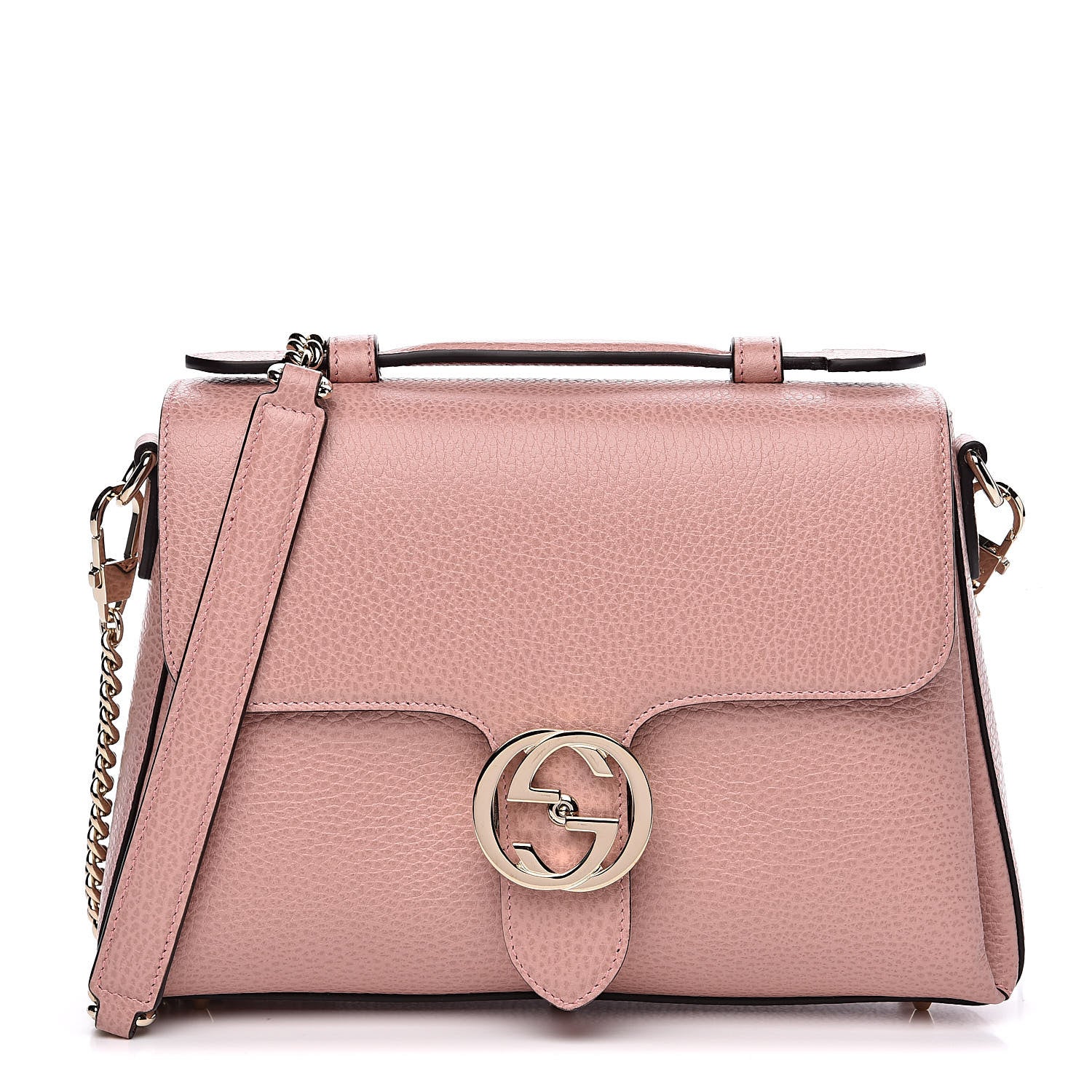 Gucci Dollar Calfskin Interlocking G Top Handle Shoulder Bag Soft Pink 1 of 9