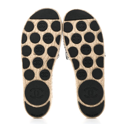 Chanel Wool Laminated Lambskin CC Slide Sandals 39 Black Gold 5 of 9