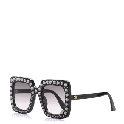 Gucci Acetate Crystal Oversize Sunglasses GG0148S Black 1 of 9