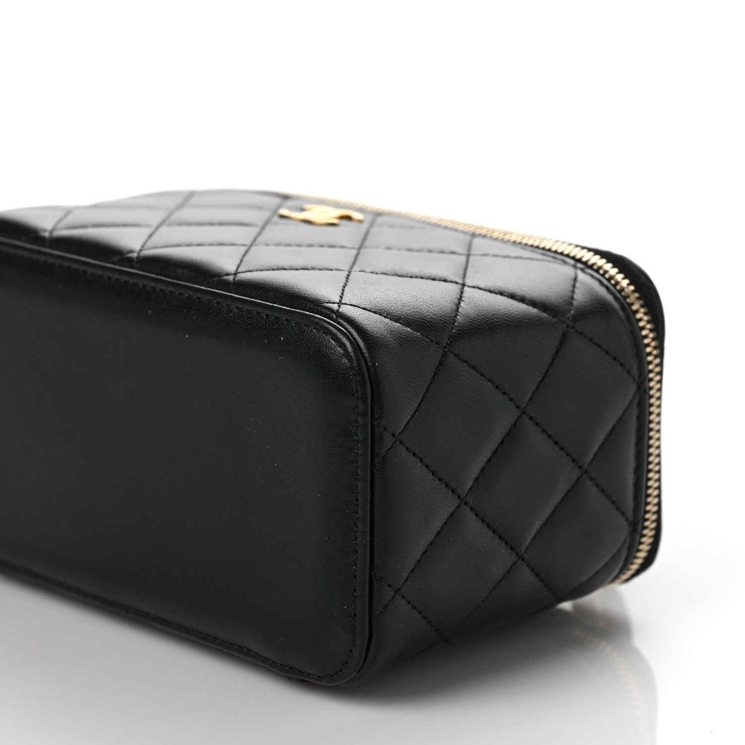 Chanel Lambskin Quilted Small Top Handle Vanity Case With Chain Black 9 of 9