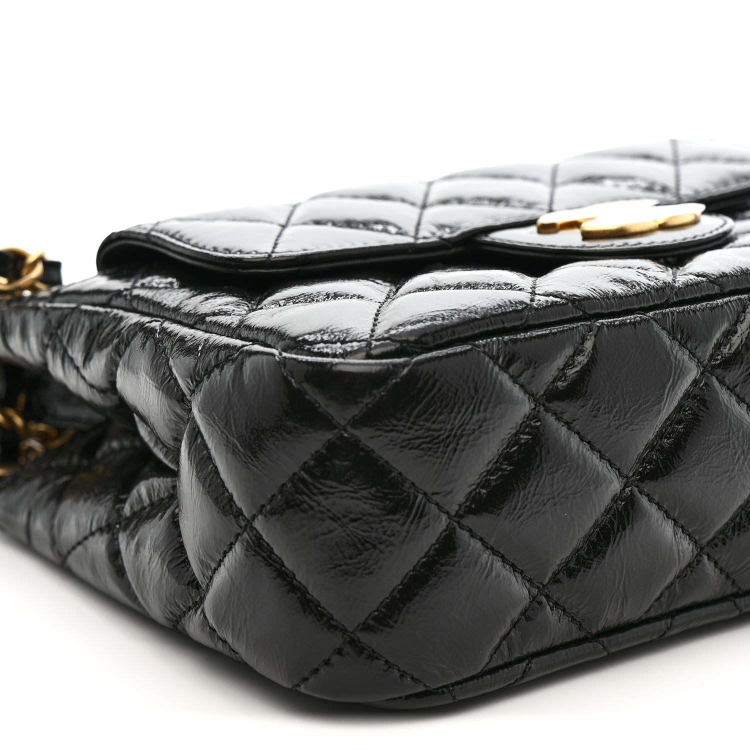 Chanel Shiny Crumpled Calfskin Quilted Small Wavy CC Hobo Black 9 of 11