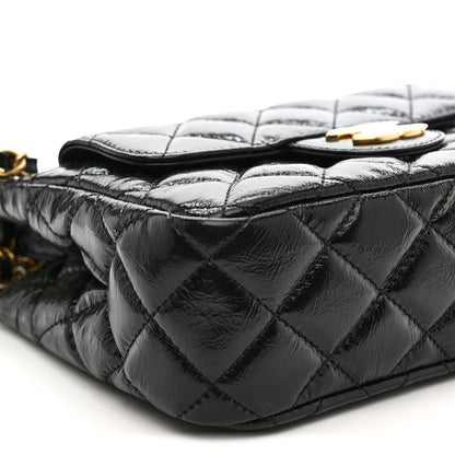 Chanel Shiny Crumpled Calfskin Quilted Small Wavy CC Hobo Black 9 of 11
