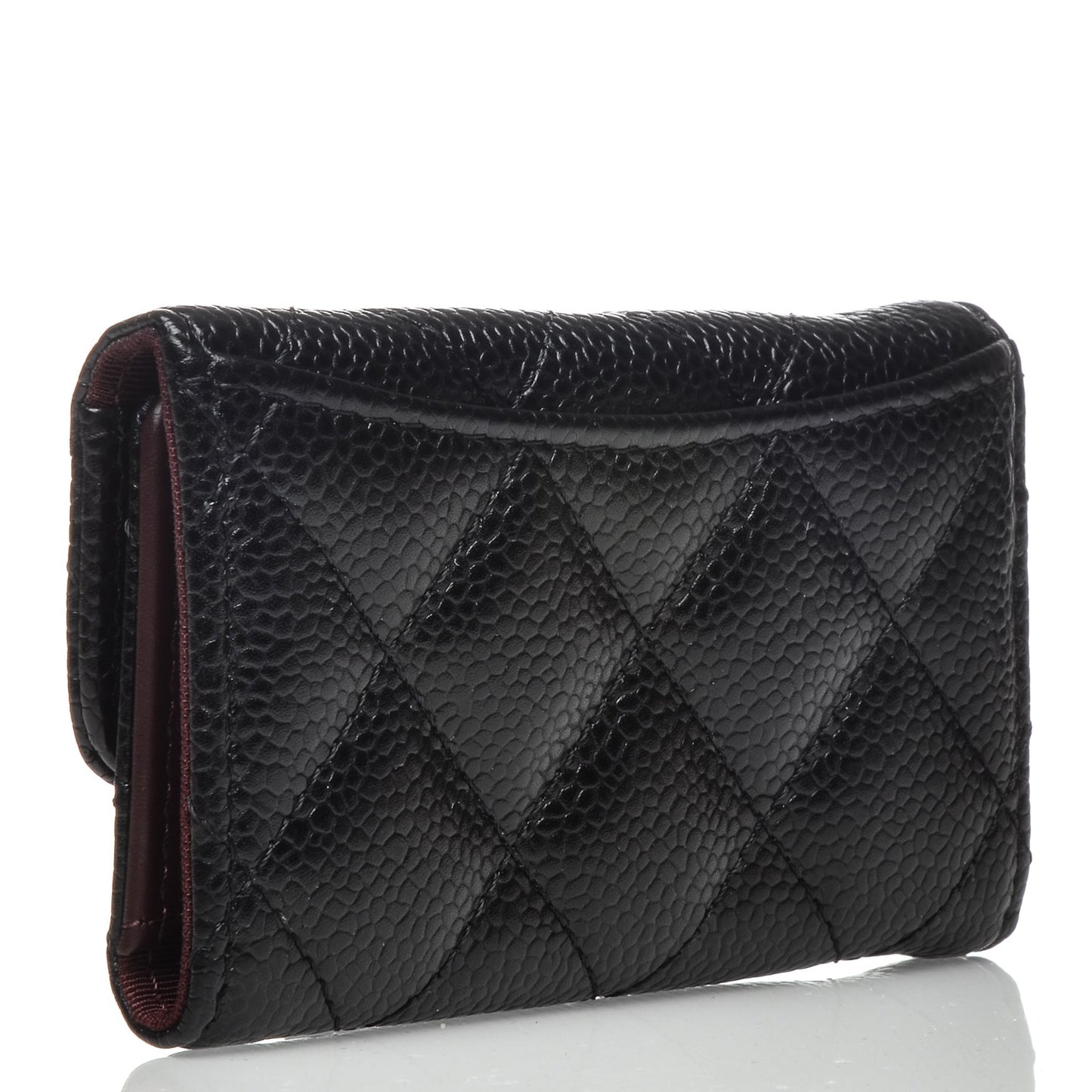 Caviar Quilted 6 Key Holder Black