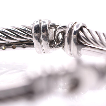 David Yurman Sterling Silver 14K White Gold Diamond 3mm Crossover Bracelet 5 of 6