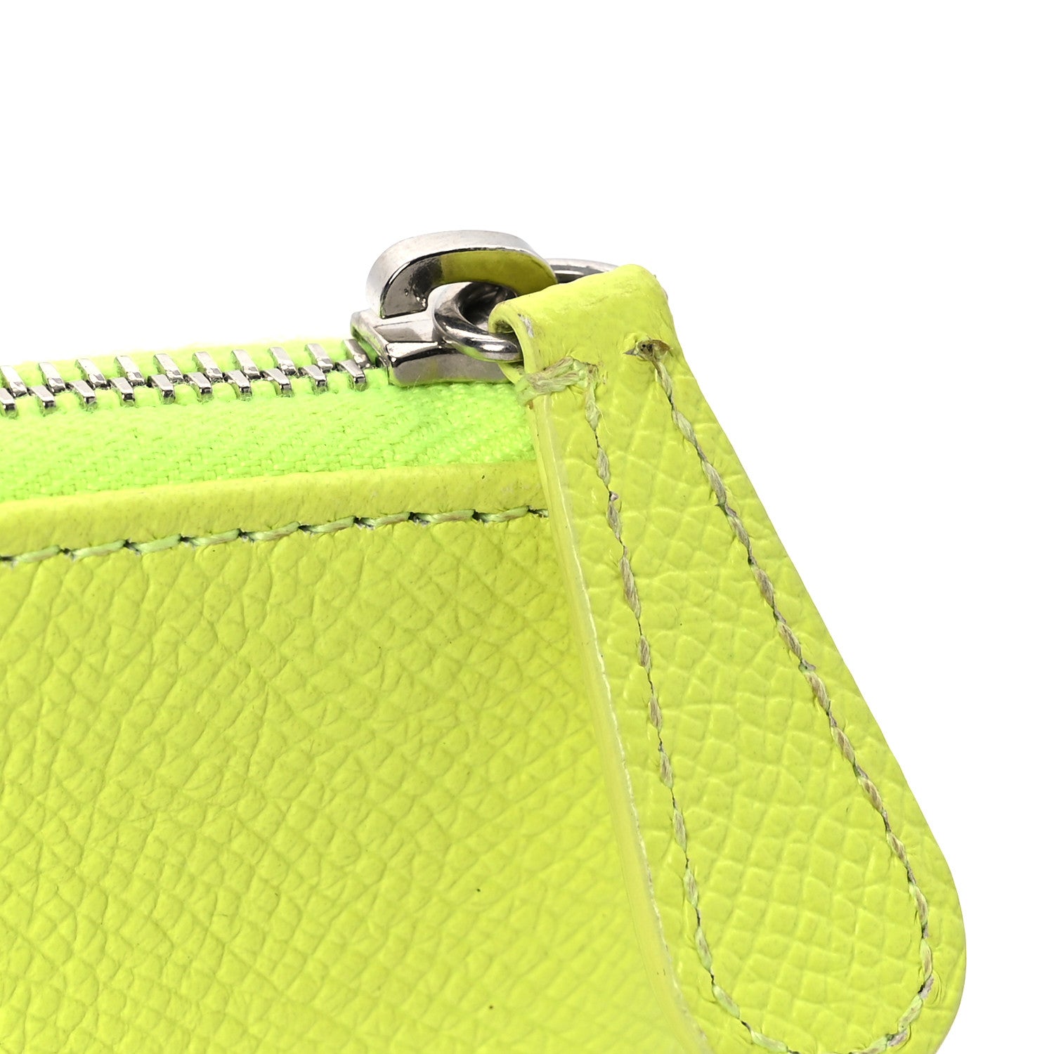 Balenciaga Calfskin Logo Zip Pouch Acid Green Black 11 of 13