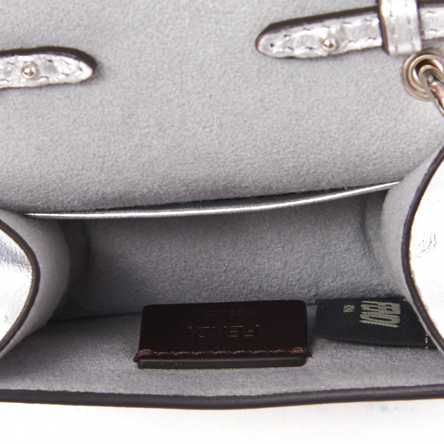 Fendi Vitello Catalan Mirror F is Fendi Flower Micro Kan I Shoulder Bag Silver 7 of 8