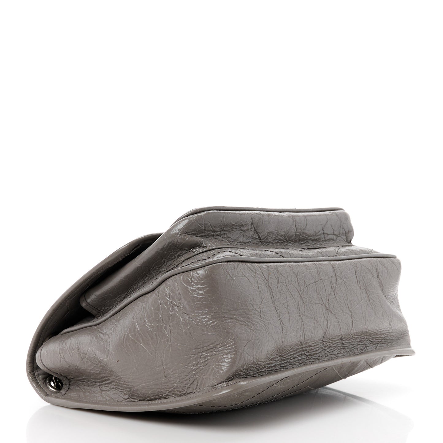 SAINT LAURENT Crinkled Calfskin Matelasse Monogram Medium Niki Chain Satchel Fog