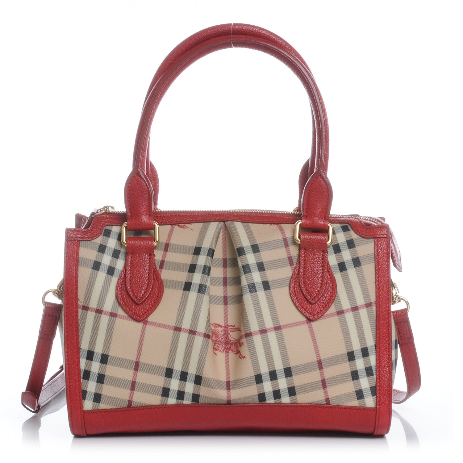 Burberry Haymarket Check Pilgrim Tote Red 1 of 10
