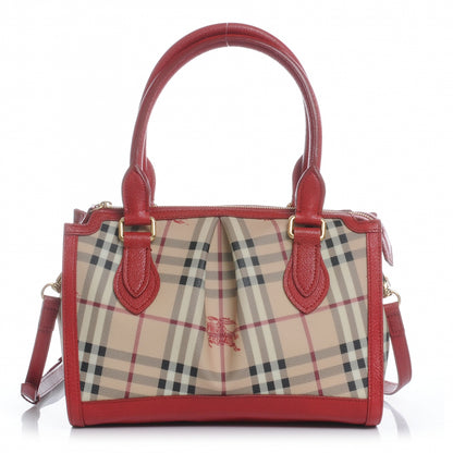 Burberry Haymarket Check Pilgrim Tote Red 1 of 10
