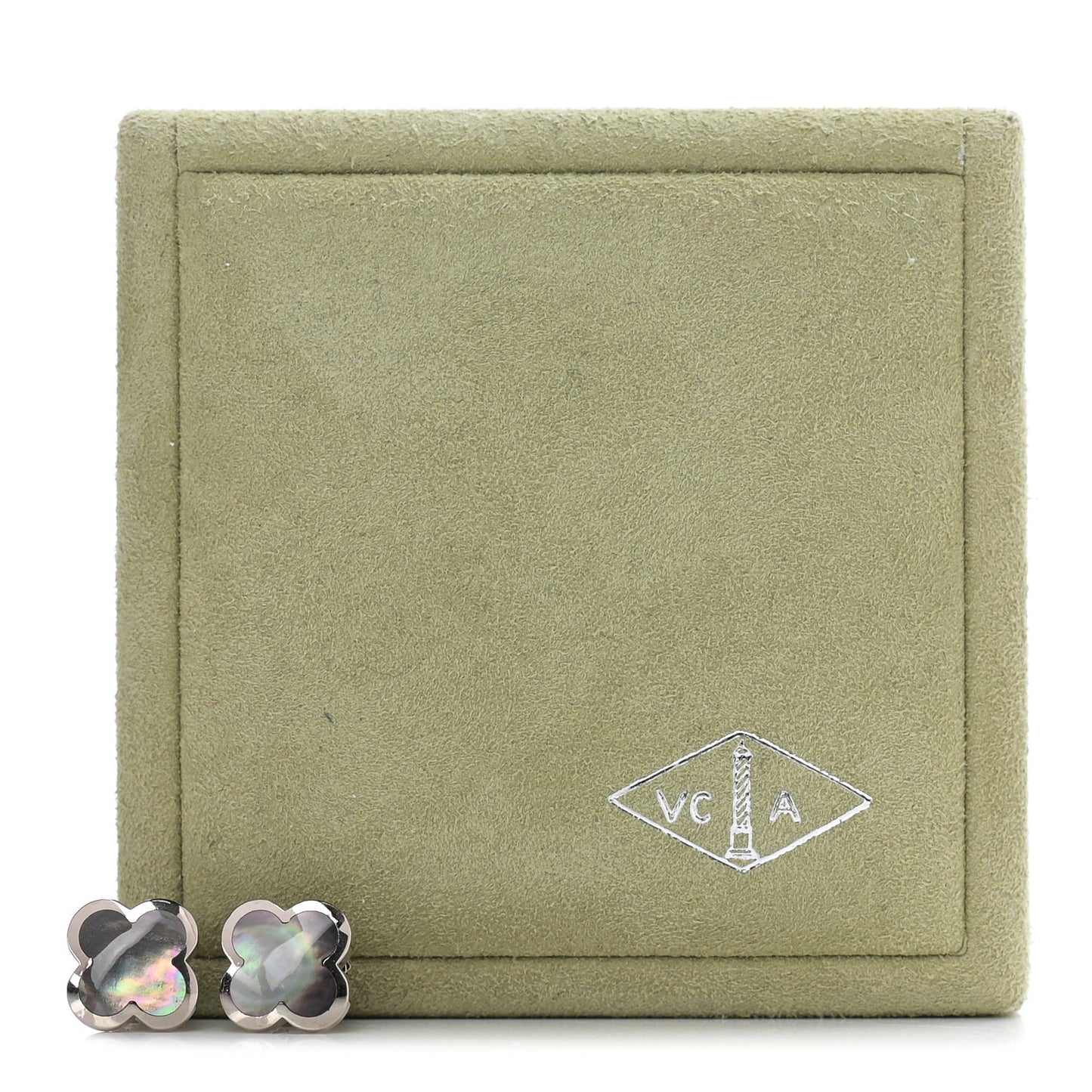 18K White Gold Mother of Pearl Pure Alhambra Earrings