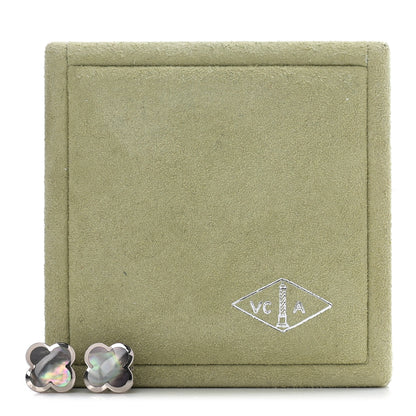 Van Cleef & Arpels 18K White Gold Mother of Pearl Pure Alhambra Earrings 7 of 7