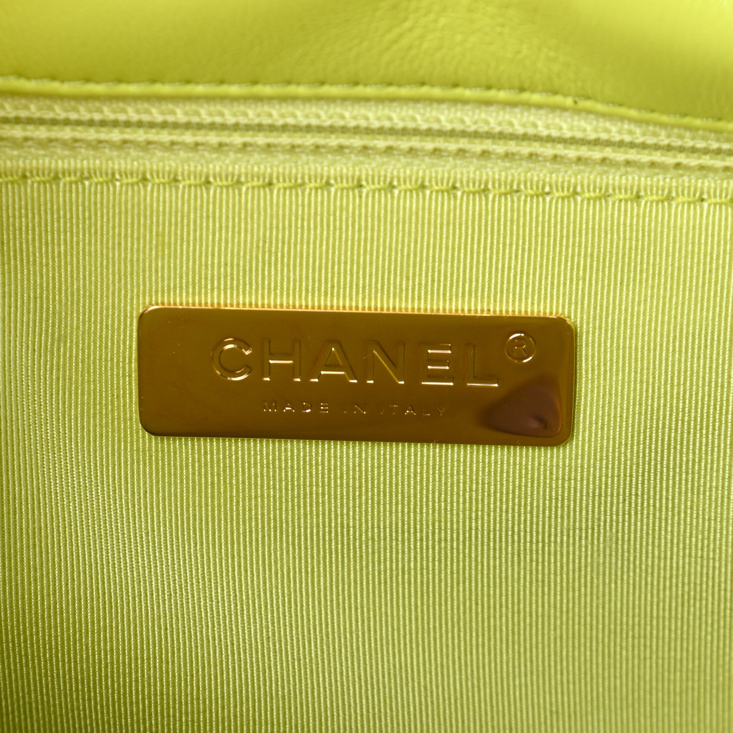 Chanel Shiny Lambskin Quilted Medium Chanel 19 Flap Neon Yellow 6 of 16