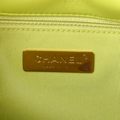 Chanel Shiny Lambskin Quilted Medium Chanel 19 Flap Neon Yellow 6 of 16
