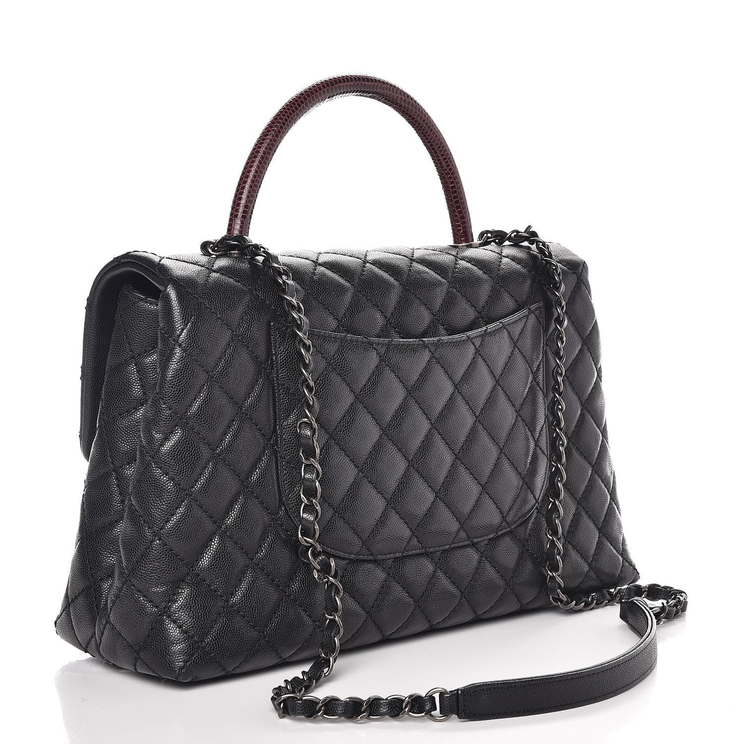 Chanel Caviar Lizard Quilted Medium Coco Handle Flap Black 3 of 9