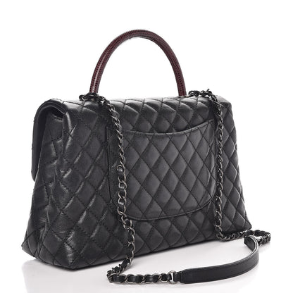 Chanel Caviar Lizard Quilted Medium Coco Handle Flap Black 3 of 9