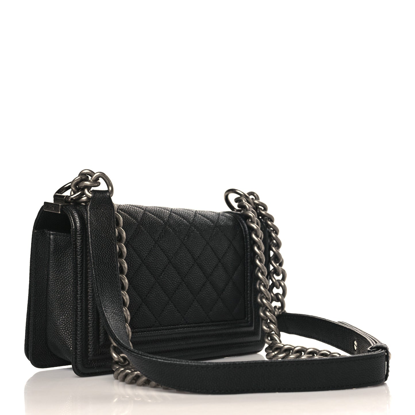 Caviar Quilted Small Boy Flap Black