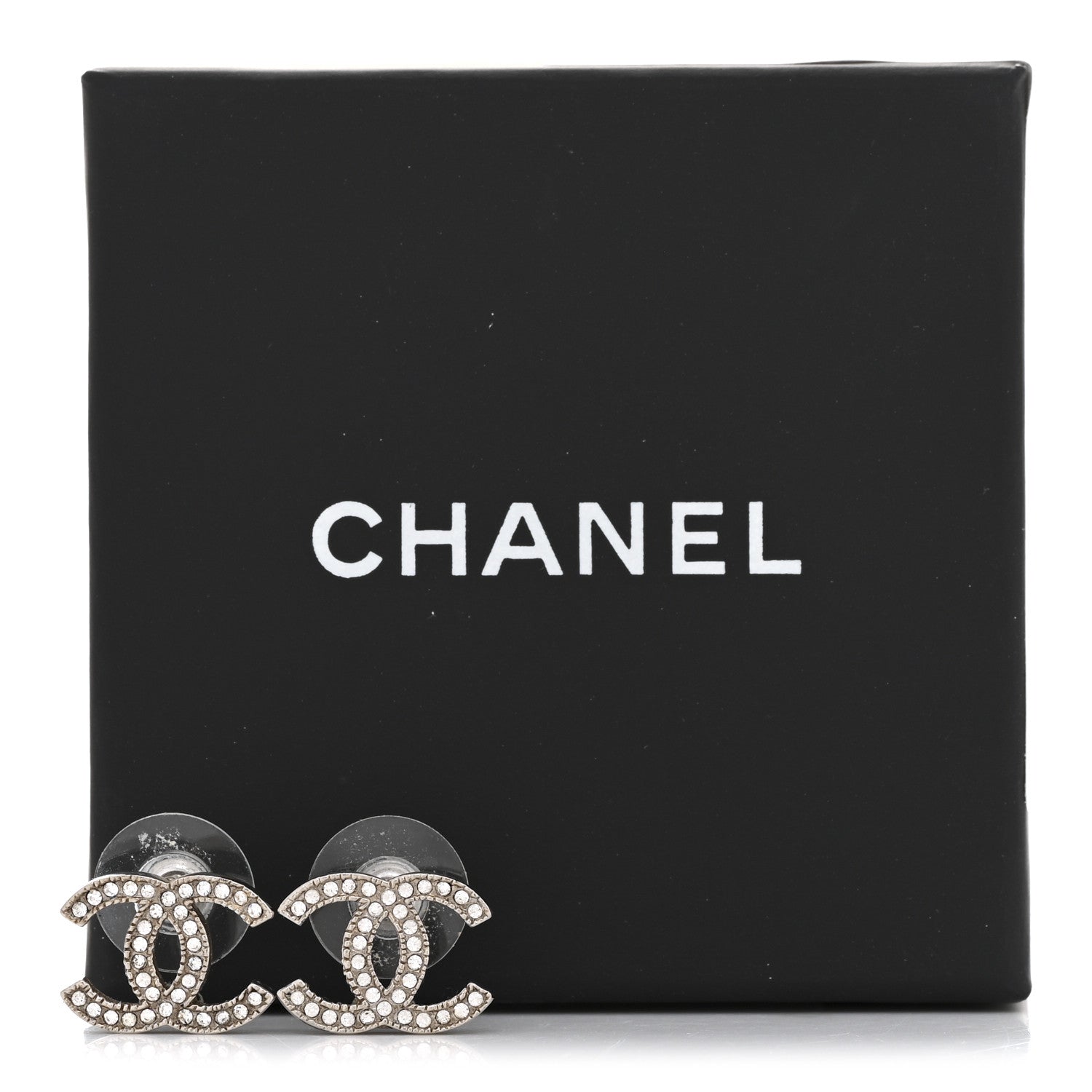 Chanel Crystal CC Earrings Silver 5 of 5
