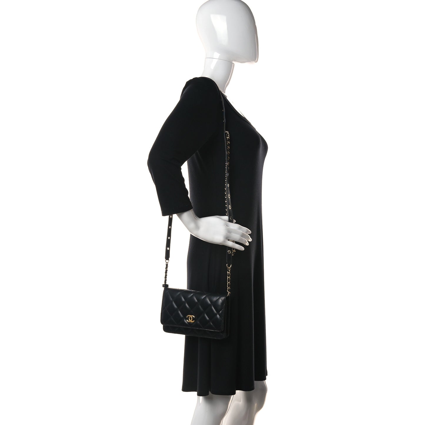 Goatskin Quilted Quilted Like A Wallet Wallet On Chain WOC Black