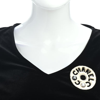 Chanel Crystal Pearl Papyrus Brooch Gold Grey 2 of 4