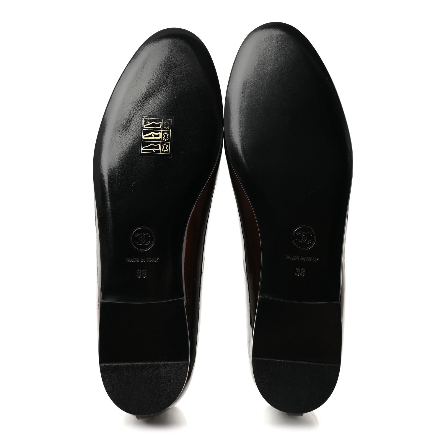 Chanel Patent Calfskin CC Cap Toe Ballerina Flats 38 Brown Blue 6 of 9