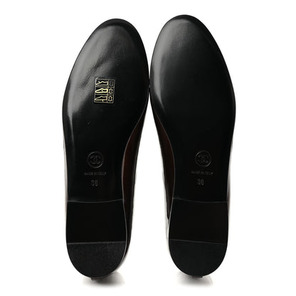 Chanel Patent Calfskin CC Cap Toe Ballerina Flats 38 Brown Blue 6 of 9