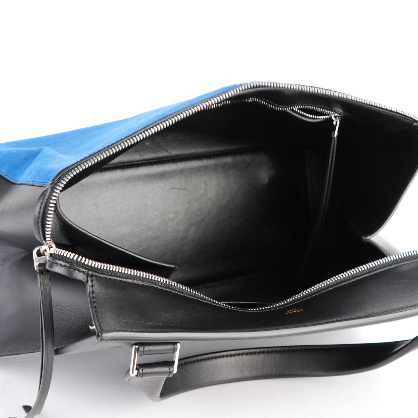 Pony Hair Medium Edge Shoulder Bag Ocean Blue
